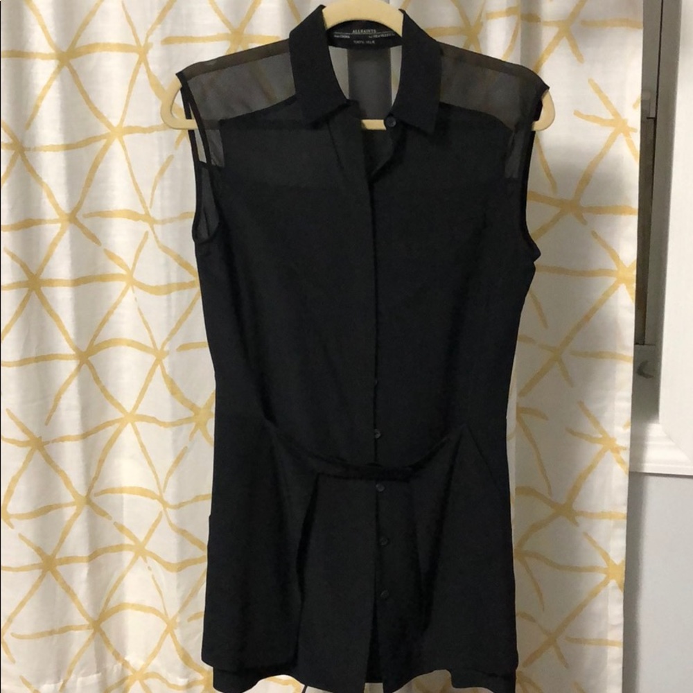 All Saints Silk Button-down Tunic Dress